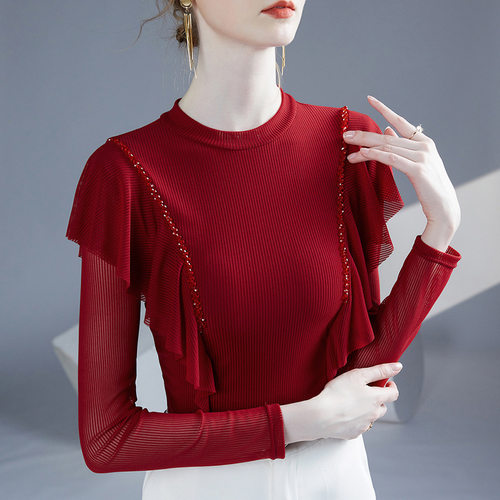 春秋季新款气质风长袖交谊舞上衣