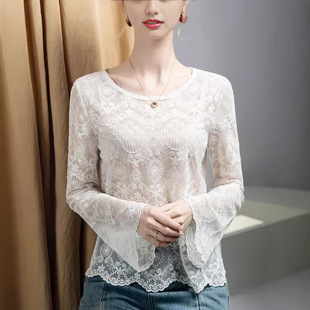 2026春夏新款拉丁舞服罩衫宽松交谊舞上衣女长袖网纱国标摩登练习