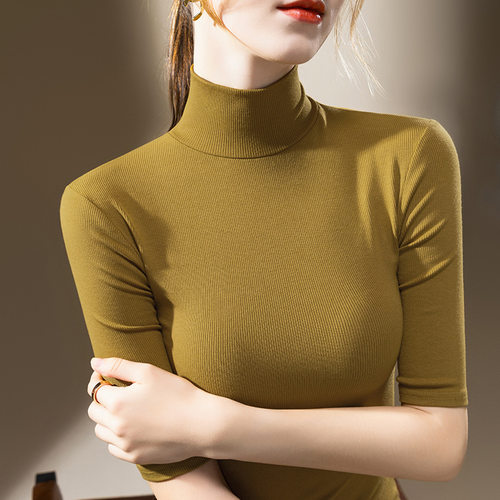 高领舞蹈上衣新款中袖拉丁打底衫