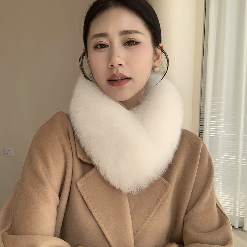 升级版双面真狐狸毛兔毛围巾围脖