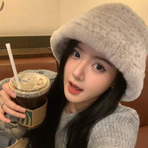 大头围显脸小高档兔毛编织渔夫帽