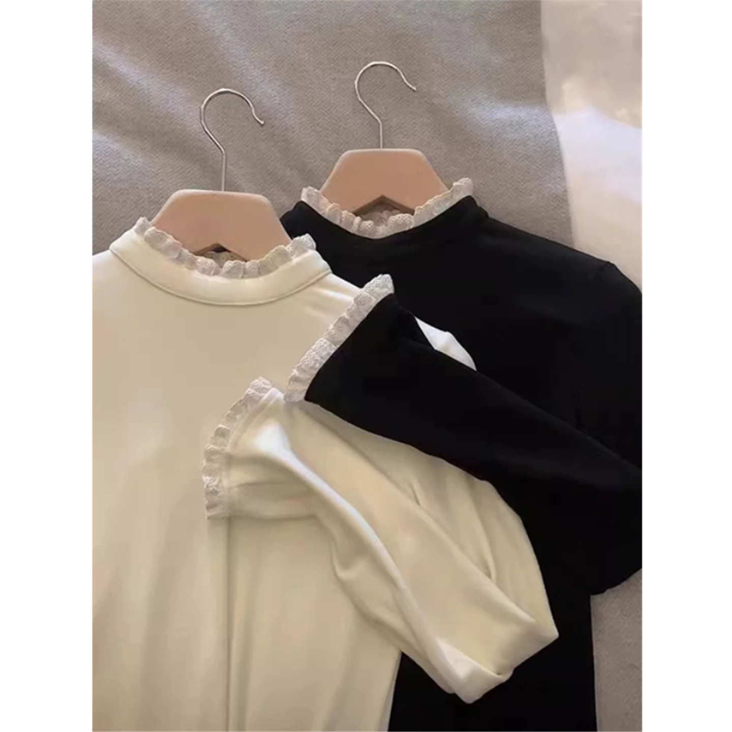 蕾丝德绒打底衫女长袖t恤上衣服