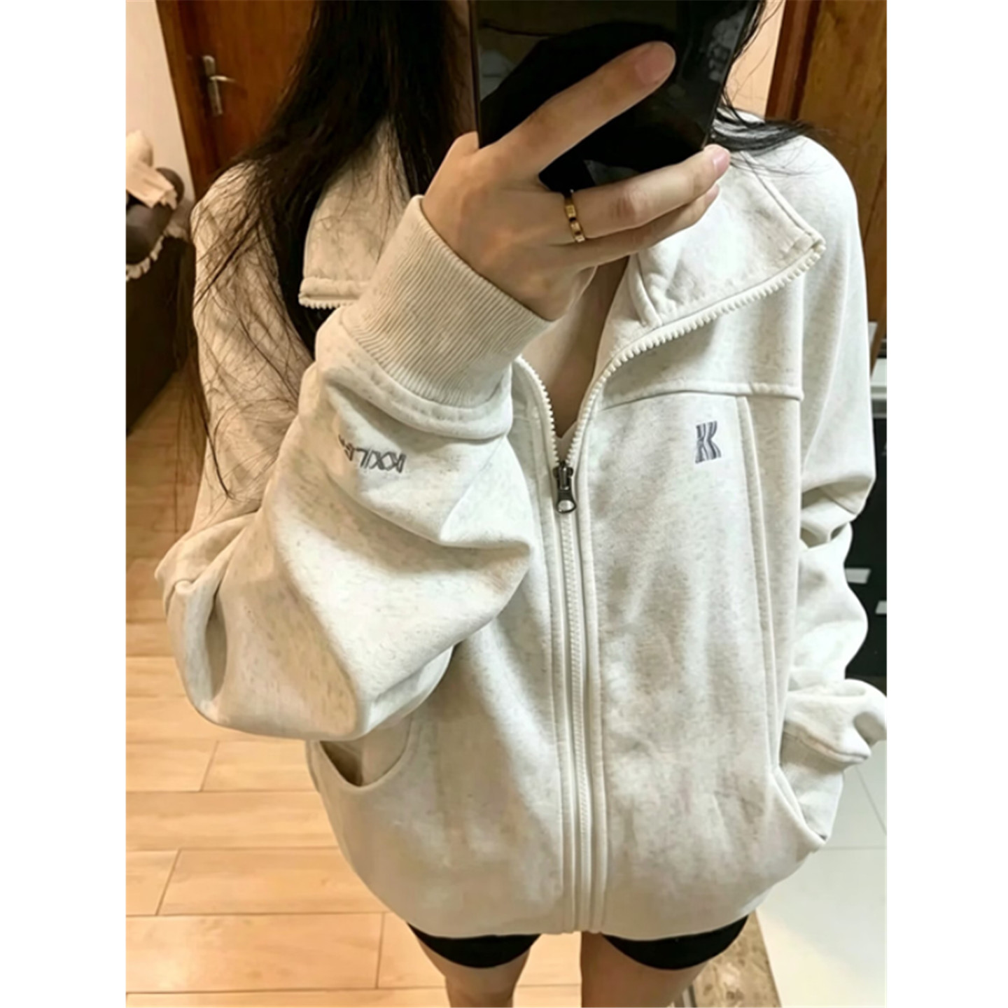 立领卫衣女宽松开衫外套夹克上衣图片