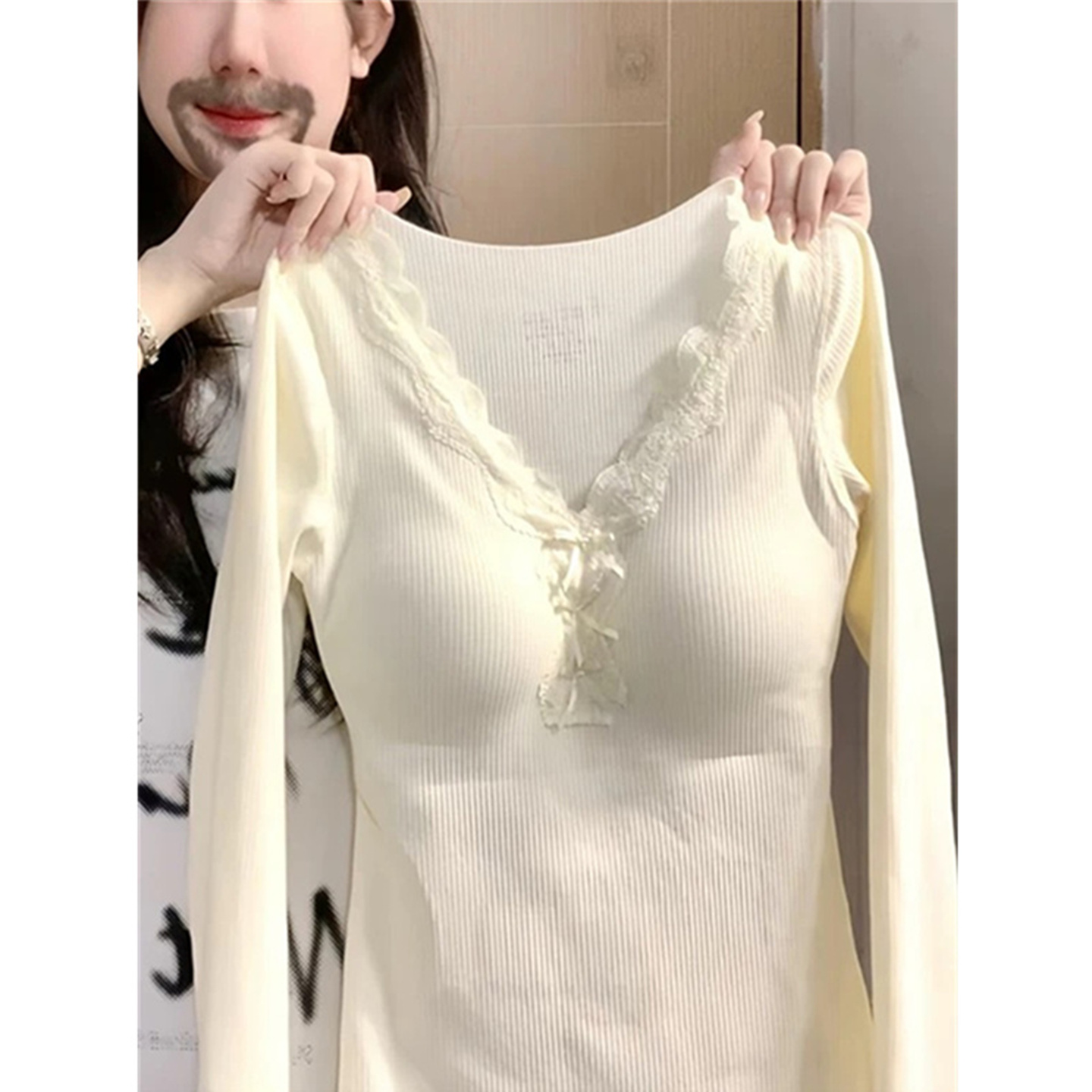 蕾丝德绒打底衫女长袖t恤上衣服