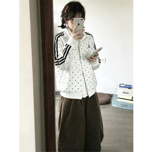 波点立领卫衣女宽松开衫外套上衣