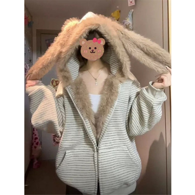 连帽卫衣女宽松oversize开衫外套