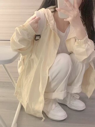 奶黄色冰丝防晒衣女2026新款夏季薄款外套防紫外线宽松开衫防晒服