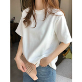 纯棉正肩白色短袖 体恤上衣服 纯色百搭宽松半袖 t恤女夏季 2026新款