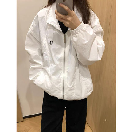 白色立领防晒衣女款2025新款夏季防紫外线运动防晒服宽松开衫外套