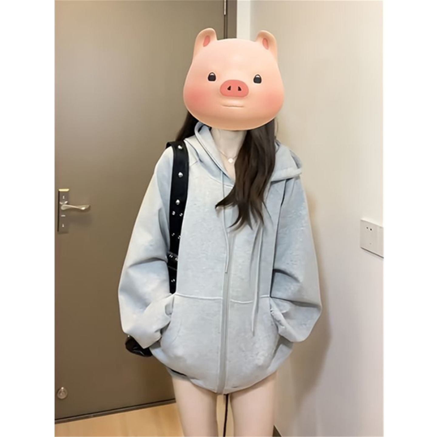 连帽卫衣女宽松oversize开衫外套