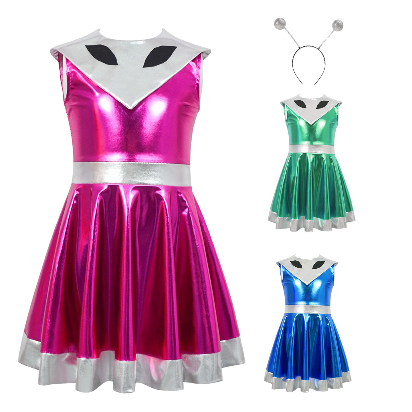 万圣节儿童服装赛博科技连衣裙