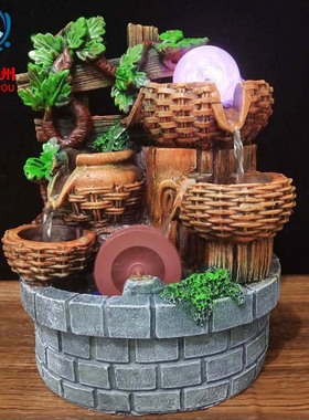 跨境热卖竹篮创意摆件 流水工艺品树脂摆件 家居装饰学生节日礼品