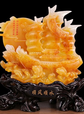 家居摆件树脂一帆风顺顺风顺水龙船摆件创意客厅摆件装饰品