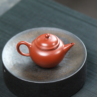 朱泥水平壶80ml小品壶茶具厂家单人泡茶壶原矿紫砂壶