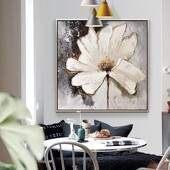 手绘油画餐厅北欧装 饰画玉兰花现代简约三联画客厅沙发背景墙挂画