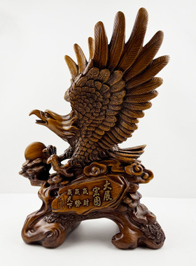 老鹰摆件大展宏图老鹰仿木雕树脂工艺品办公室家居酒柜桌面摆设