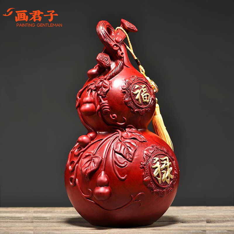 红花梨木雕葫芦摆件红木新中式客厅家居办公桌面玄关装饰工艺礼品