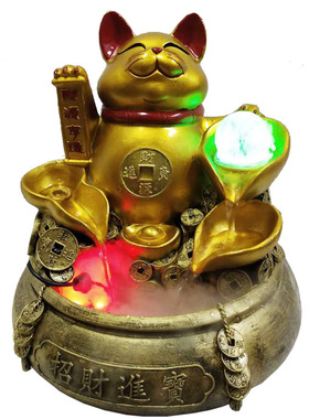 印度风格招财猫摆件流水喷泉家居装饰礼品酒店桌面柜台开业摆件