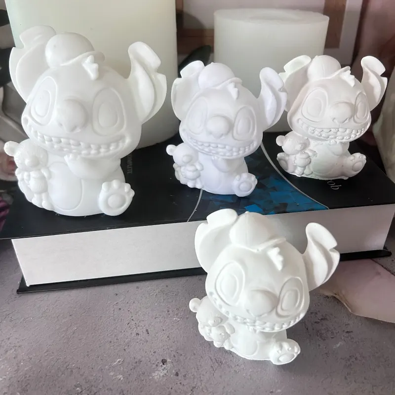 卡通立体史迪仔硅胶模具车载香薰石膏出风口装饰摆件树脂滴胶模具
