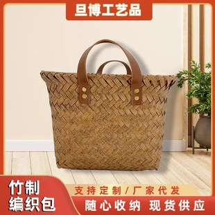 衣物手工编织皮把手收纳篮客厅茶几储物筐玩具筐化妆衣柜收纳筐