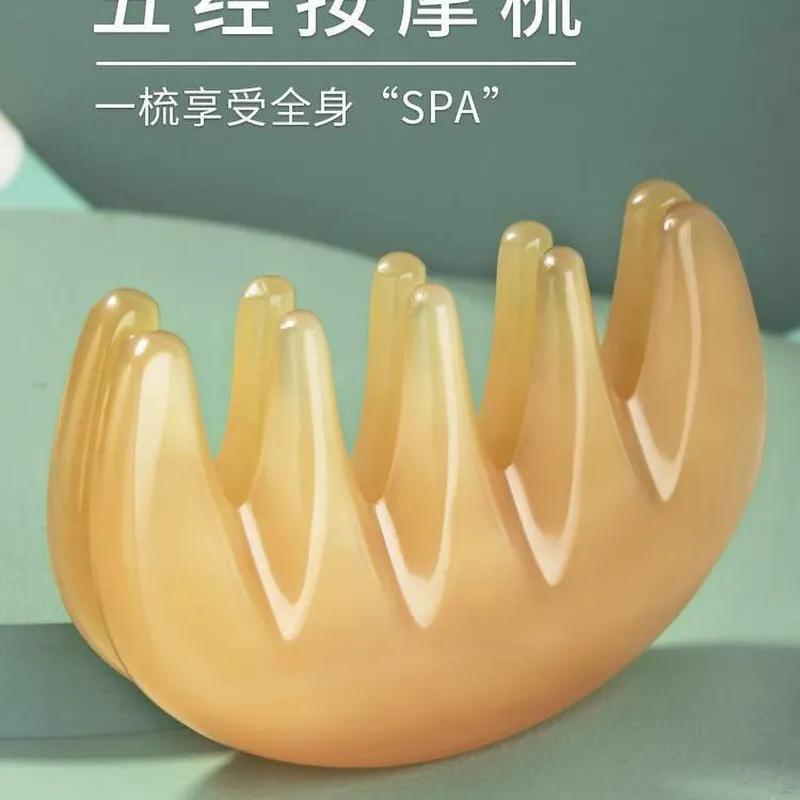 厂家直销牛角梳子经络梳子女头皮头部宽齿防白水牛脱发头疗按摩梳