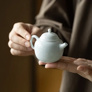 简约小品壶功夫茶具带过滤家用冲茶器 皓澜影青手工茶壶中式