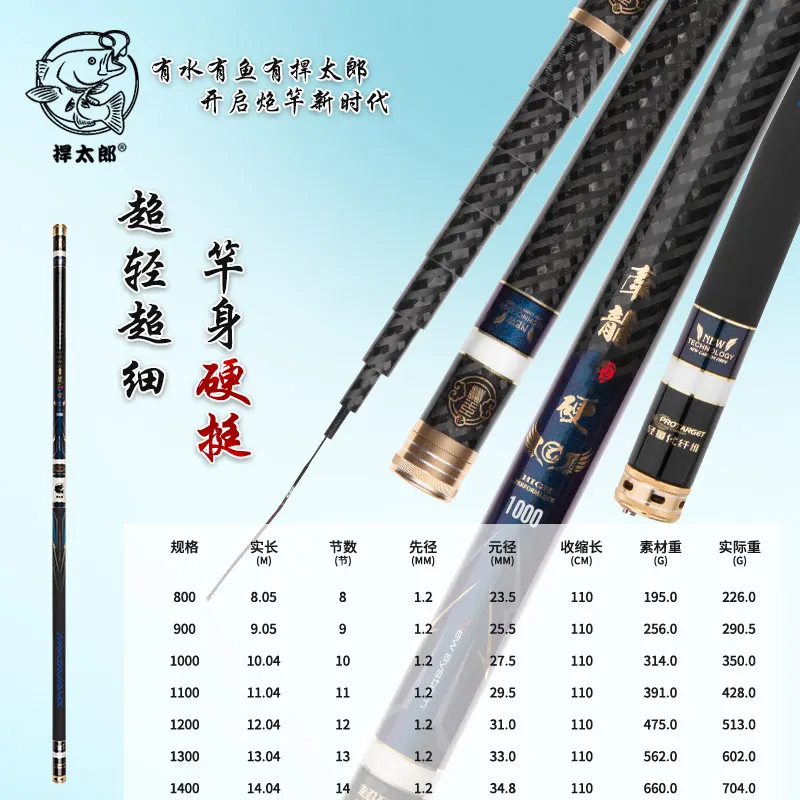 捍太郎牵龙至硬8米-14米直轻硬28调足尺长杆传统钓鱼竿打窝竿长竿
