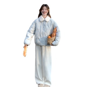 8815kp175k258紫色羽绒棉服女冬季2025新款韩版宽松面包服外套图片