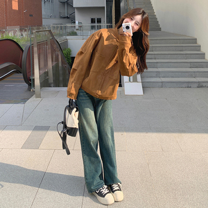 现货8804p145k208美拉德棕色夹克2026春秋新款宽松百搭立领上衣图片