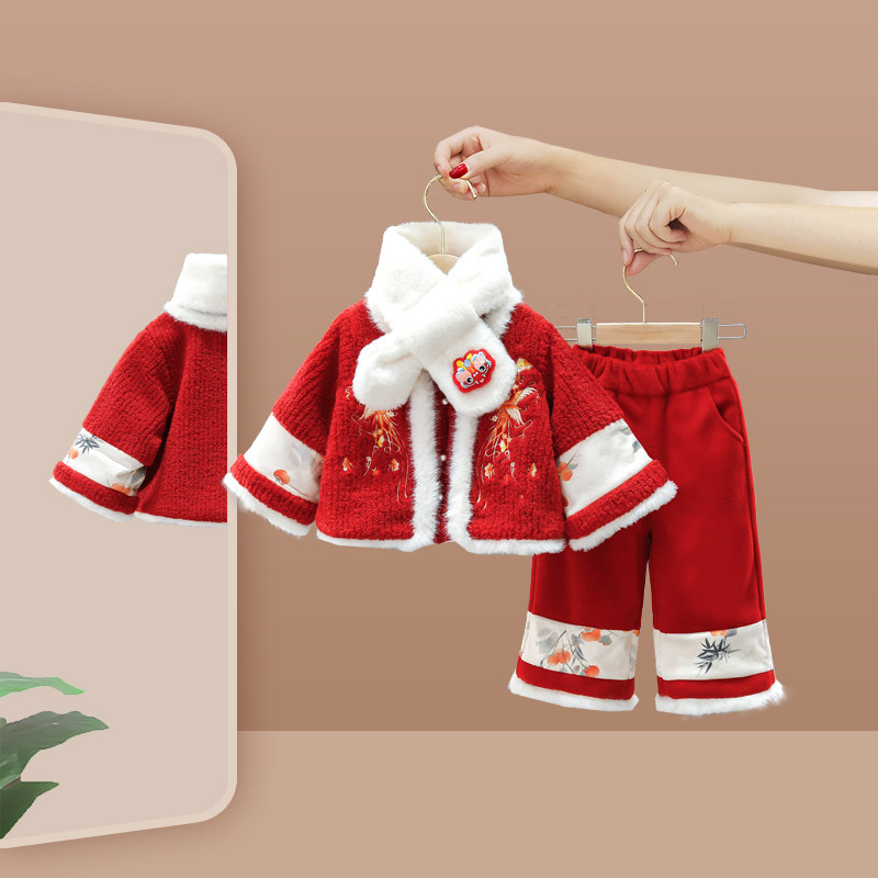 女童拜年服中国风冬装2024新款儿童唐装套装女孩汉服宝宝过年衣服,童装/婴儿装/亲子装,唐装,淘宝优惠券,粉丝福利购,淘宝优惠卷