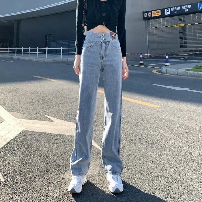高腰阔腿牛仔裤女春装2025新款宽松直筒小个子显瘦拖地长裤子春秋
