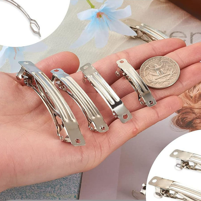 韩版3-8弹簧夹平板双卡三片式电镀弹簧夹手工卡子后脑夹头花