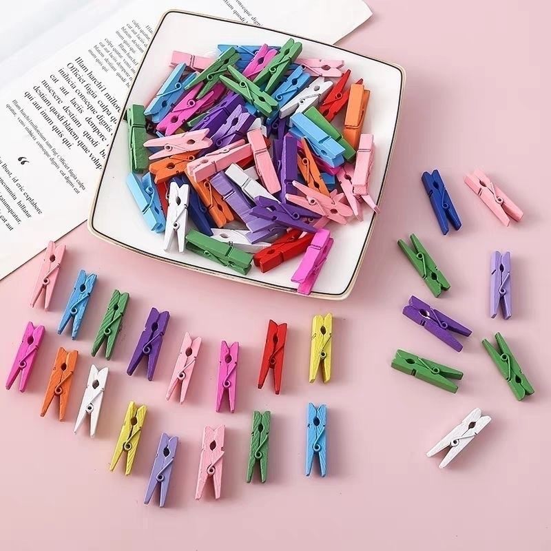 照片墙夹子便签夹子彩色爱心夹婚礼小木夹照片小夹子相片夹照片墙