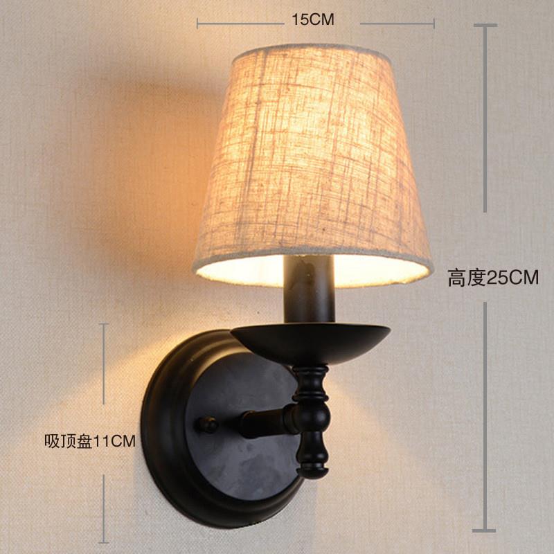 美式乡村壁灯简约客厅走廊过道卧室床头壁灯单头布艺灯饰灯具