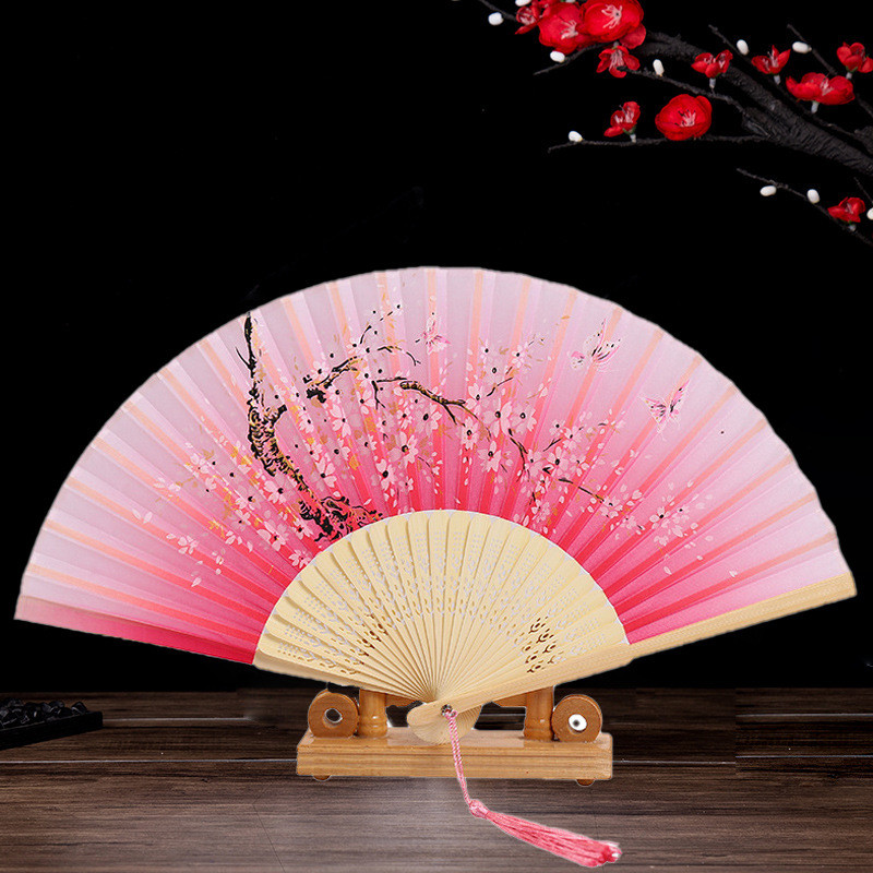 扇子中国风古风随身便携折扇夏季樱花古风古典舞蹈学生折叠小竹扇
