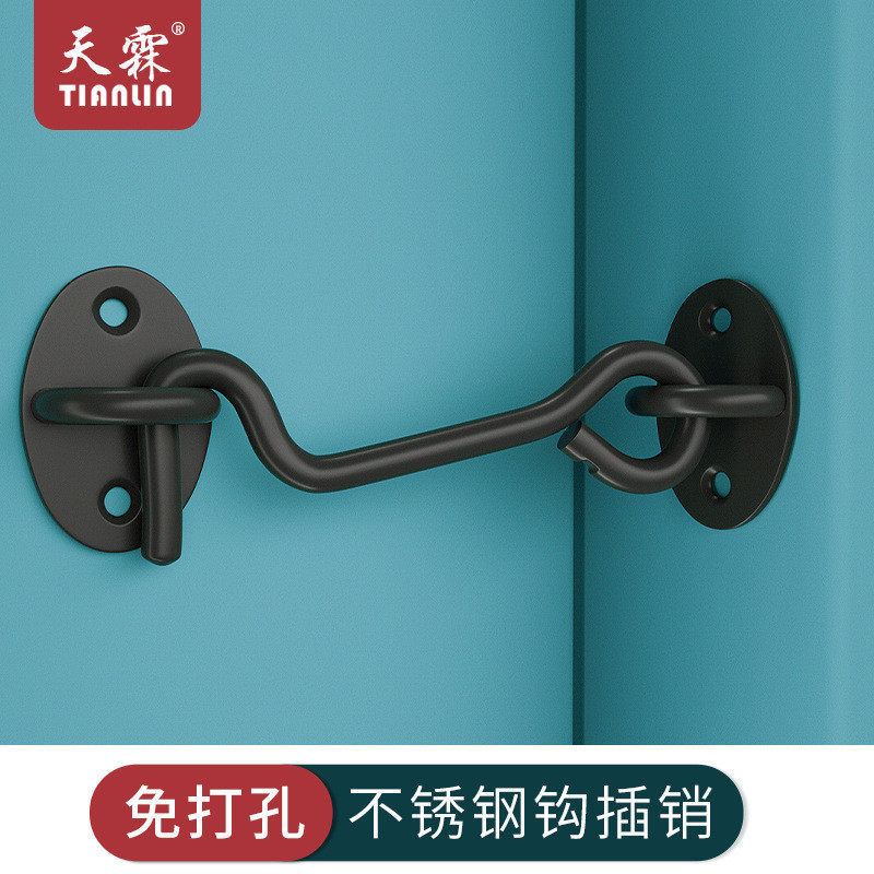 门插销免打孔门扣不锈钢卫生间门闩挂钩老式房门锁扣简易推拉门栓