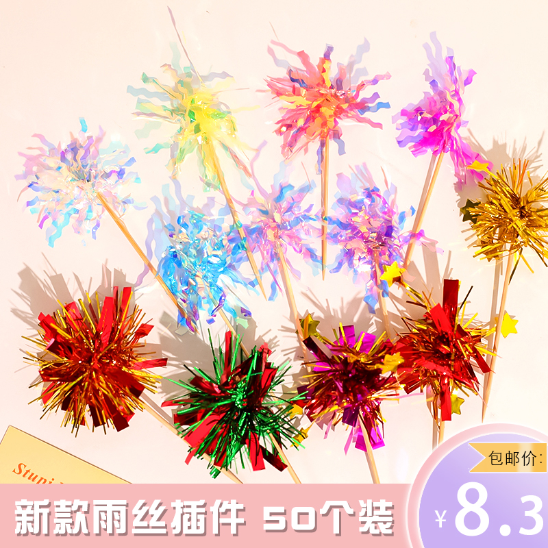 ins炫彩圣诞新年雨丝蛋糕插件