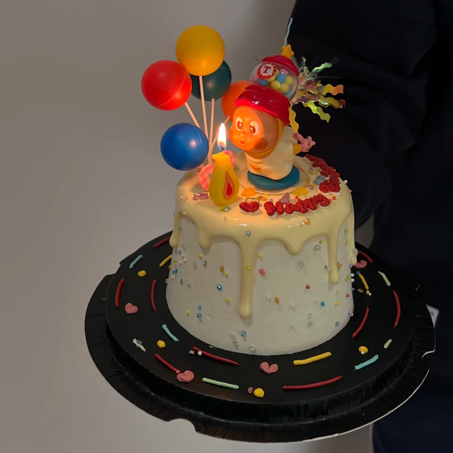 可爱吹泡泡星星人蛋糕装饰摆件儿童男孩女孩许愿蜡烛生日甜品插件