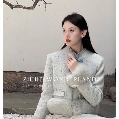 至禾Wonderland 梨花落 深冬装搭配一整套羊毛套装90白鸭绒羽绒服