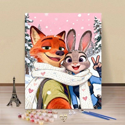 新款diy数字油画疯狂动物城动漫