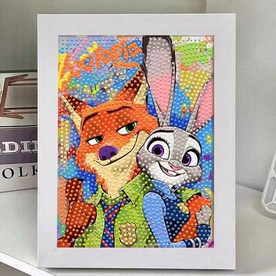 疯狂动物城钻石画diy狐狸和兔子