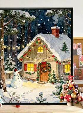 Diy数字油画手工圣诞节雪景油画