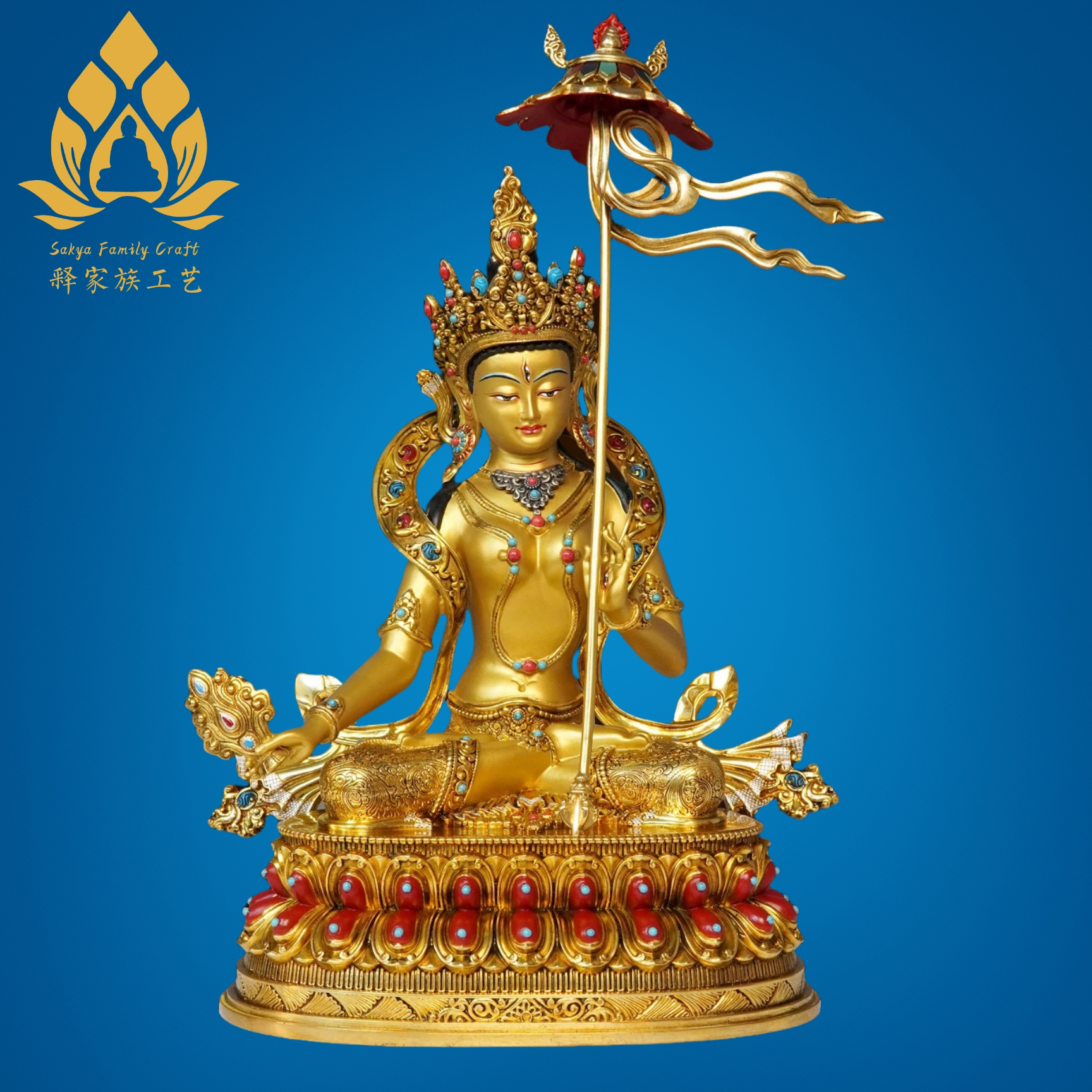 尼泊尔纯铜鎏金地藏王菩萨铜像摆件密宗供奉佛像