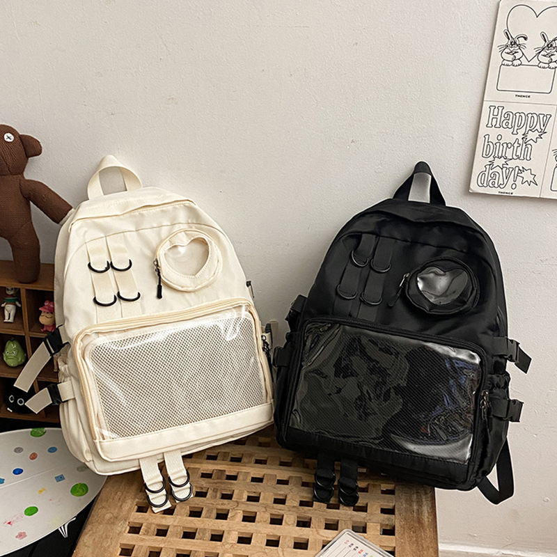 原创小众女生双肩包高级感透明包可爱学生书包休闲双肩背包