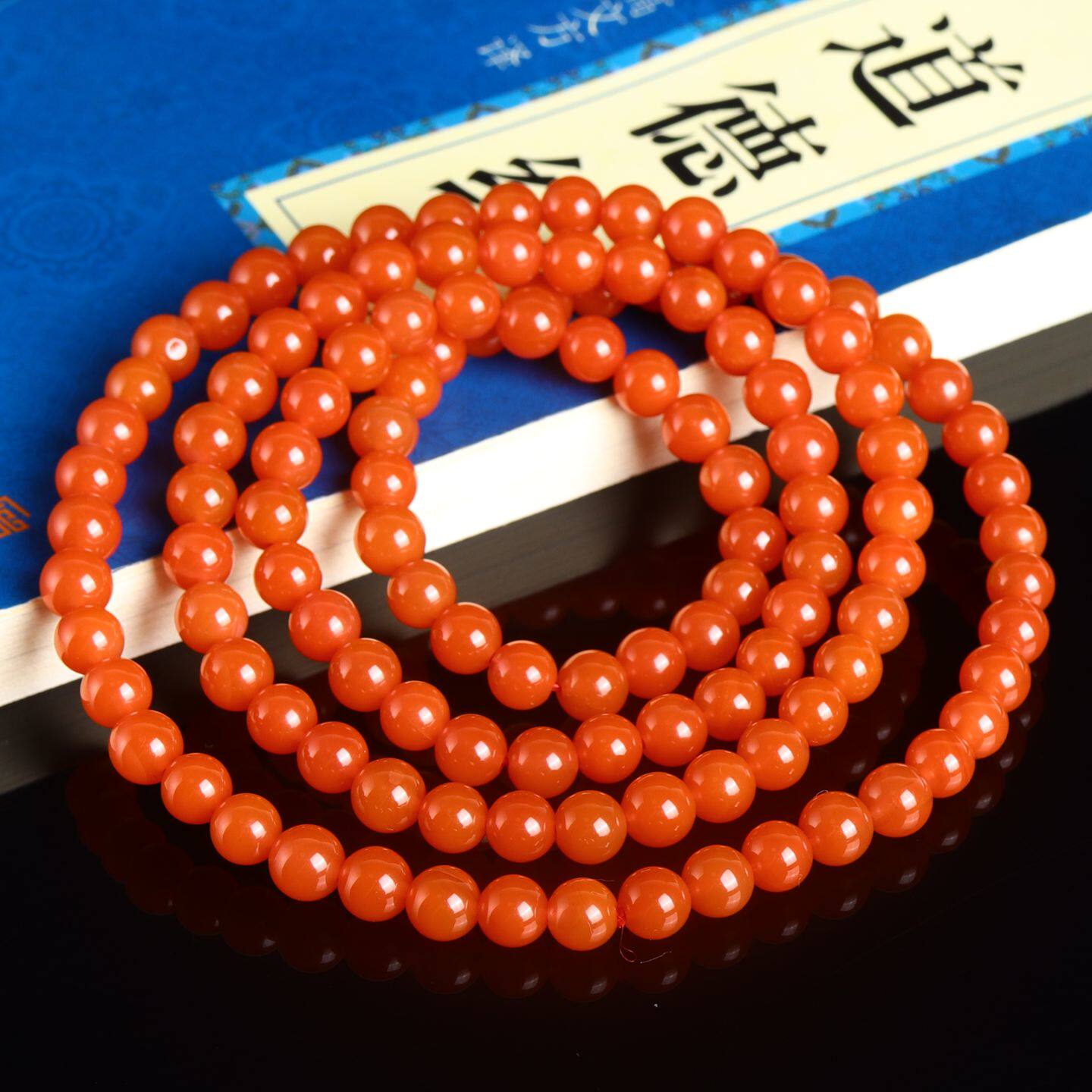 天然南红玛瑙手链收藏樱桃红圆珠手串女款生日礼物饰品送鉴定证书