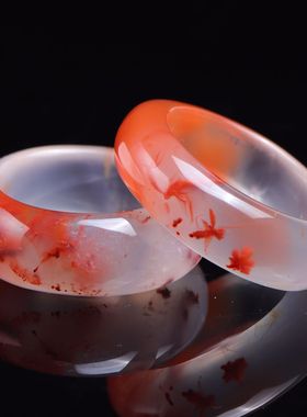 天然冰飘南红玛瑙戒指扳指 指环 戒圈 文玩男女款饰品生日礼物