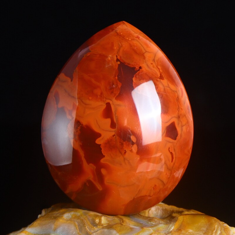 收藏级天然南红玛瑙吊坠九口料火焰纹水滴男女款礼物饰品送证书