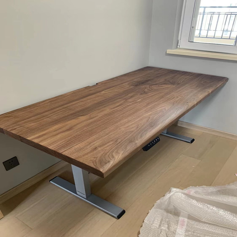 北美黑胡桃木原木板升降桌面板白蜡木板樱桃木书桌榆木飘窗吧台板