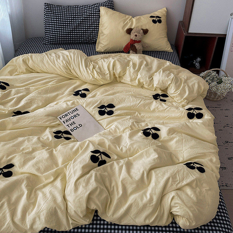 2024新款可爱樱桃系列水洗棉毛巾绣四件套