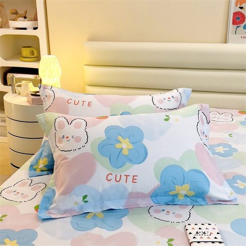 纯棉枕套一对装100全棉枕头套男女春夏加厚家用4874学生宿舍